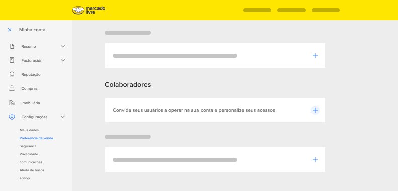 Tela do Mercado Livre com área de colaboradores